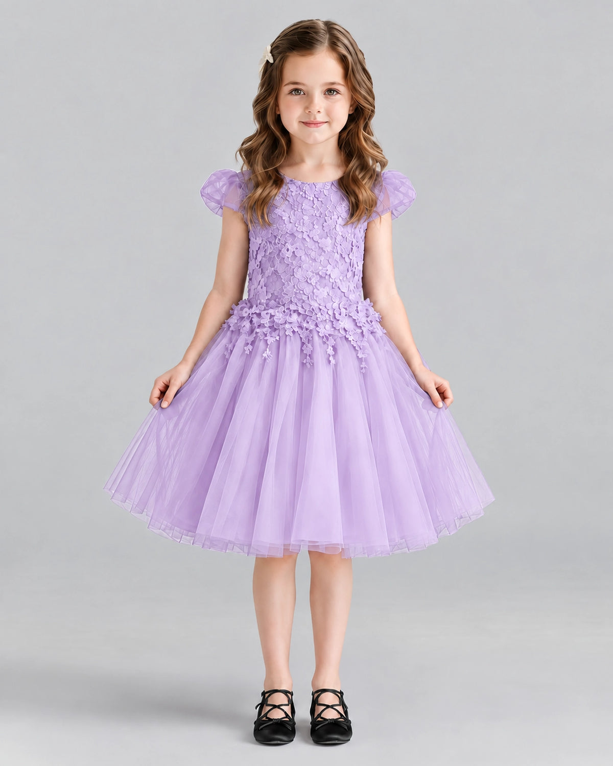 Lilac Ball Gown Girls Formal Dresses Front