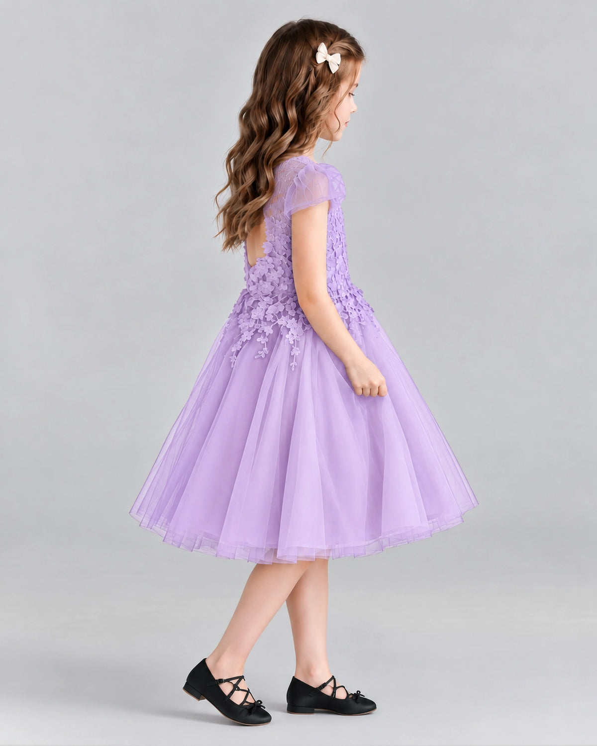 Lilac Ball Gown Girls Formal Dresses Side