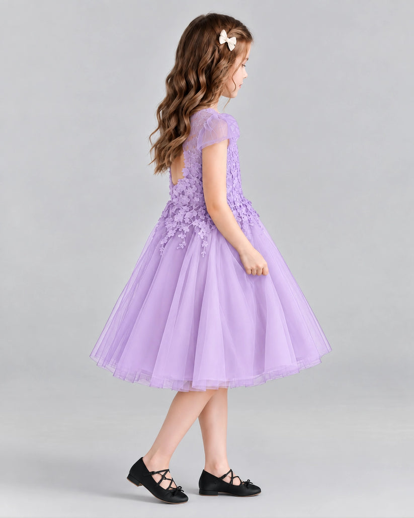 Lilac Ball Gown Girls Formal Dresses Side