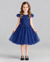 Navy Blue Ball Gown Girls Formal Dresses Front