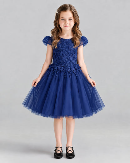 Navy Blue Ball Gown Girls Formal Dresses Front