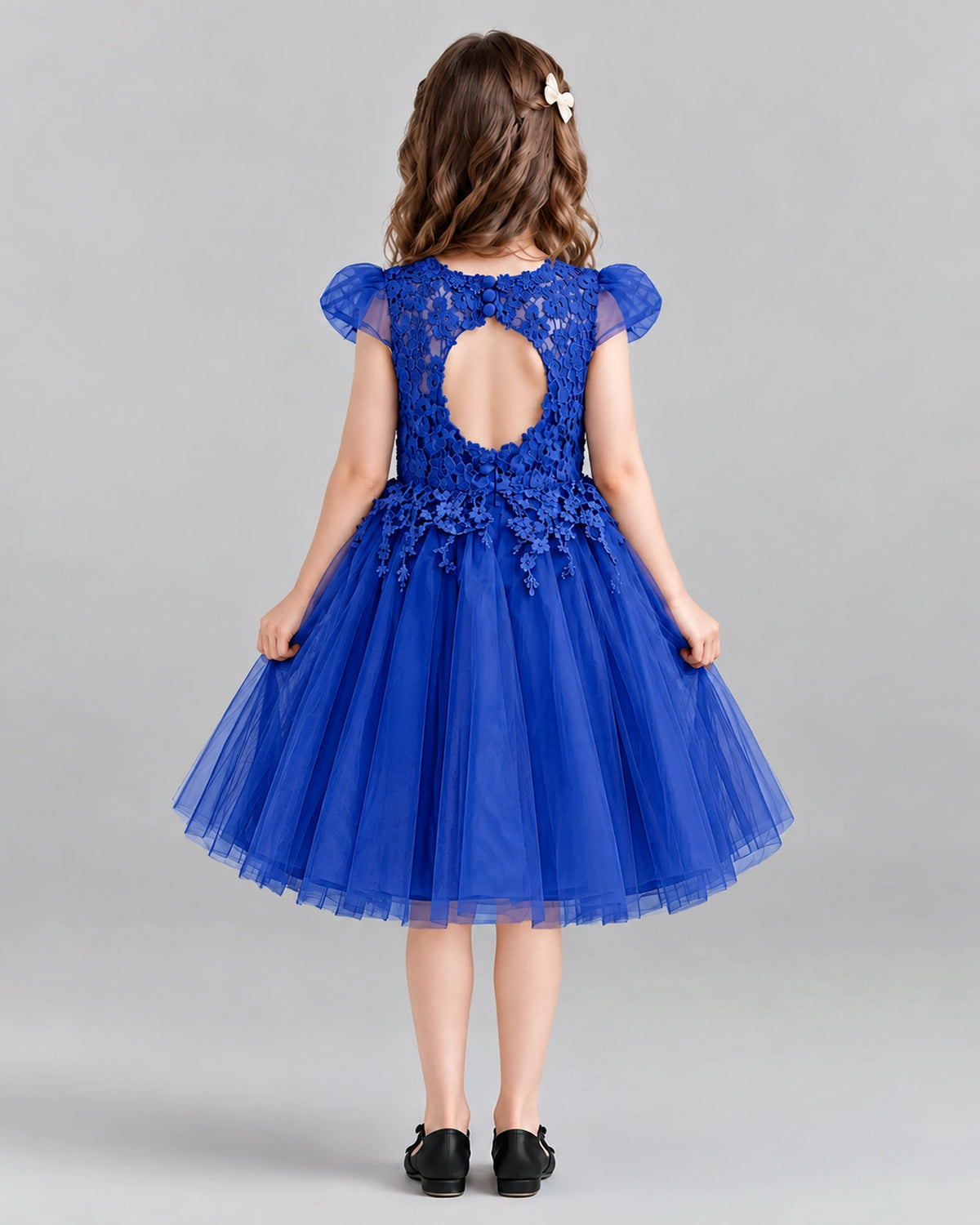 Royal Blue Ball Gown Girls Formal Dresses Back