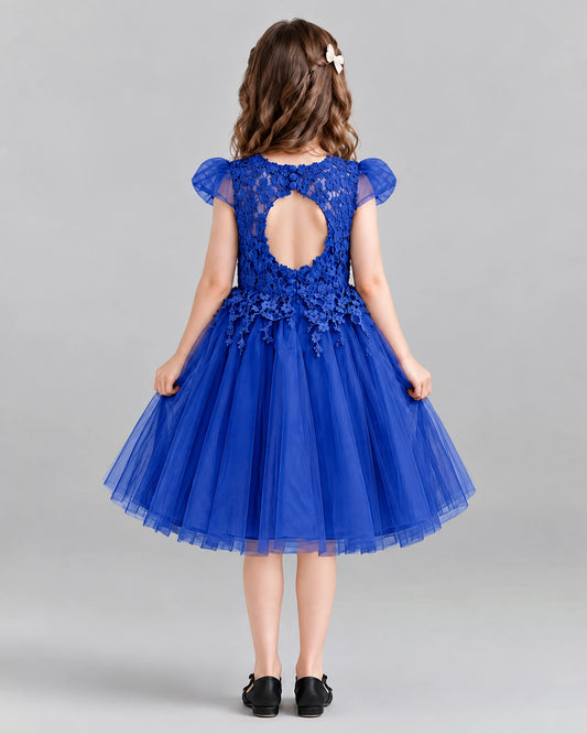 Royal Blue Ball Gown Girls Formal Dresses Back
