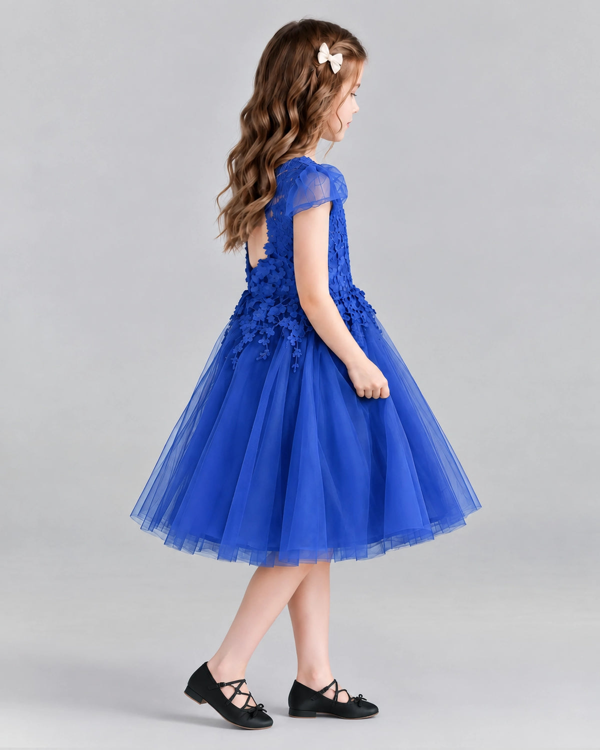 Royal Blue Ball Gown Girls Formal Dresses Side
