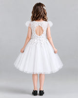 White Ball Gown Girls Formal Dresses Back