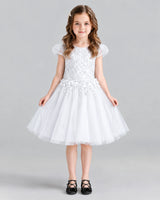 White Ball Gown Girls Formal Dresses Front