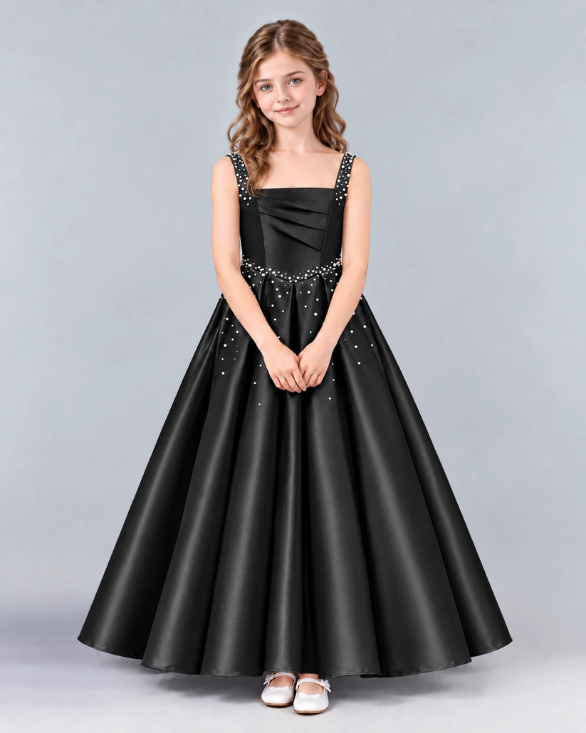 Black Ball Gown Girls Formal Dress Front