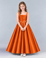 Burnt Orange Ball Gown Girls Formal Dress Front