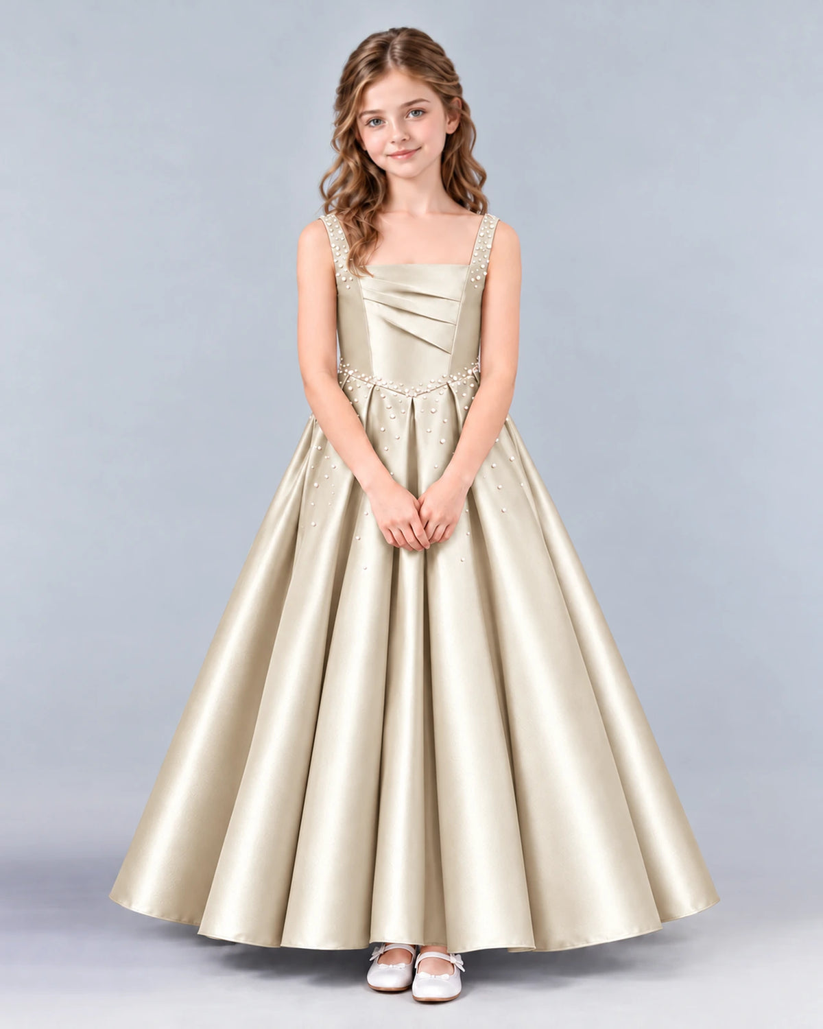 Champagne Ball Gown Girls Formal Dress Front