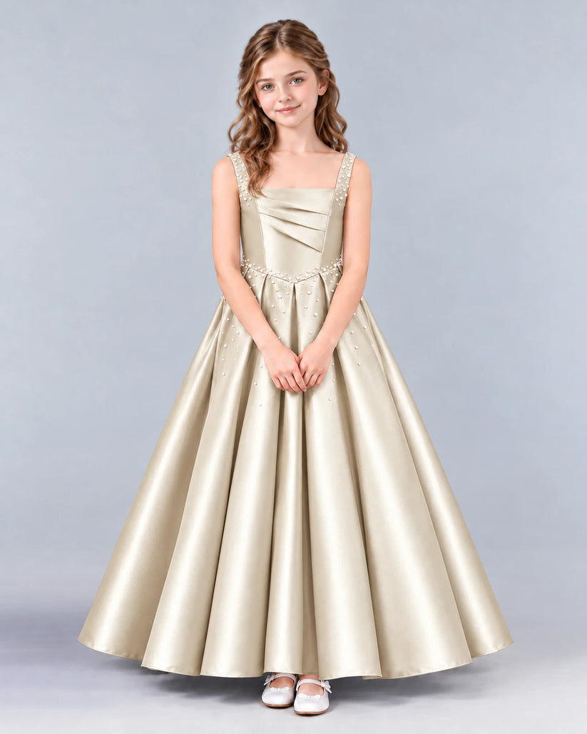 Champagne Ball Gown Girls Formal Dress Front