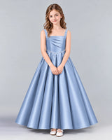 Dusty Blue Ball Gown Girls Formal Dress Front