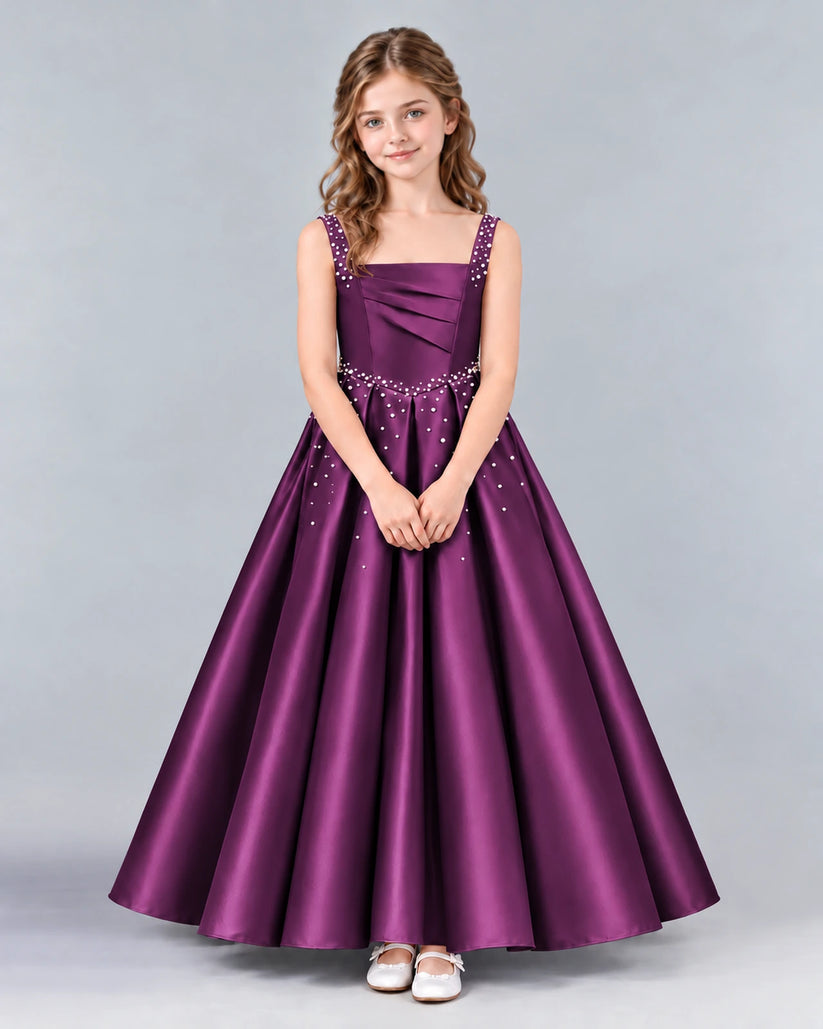 Grape Ball Gown Girls Formal Dress Front