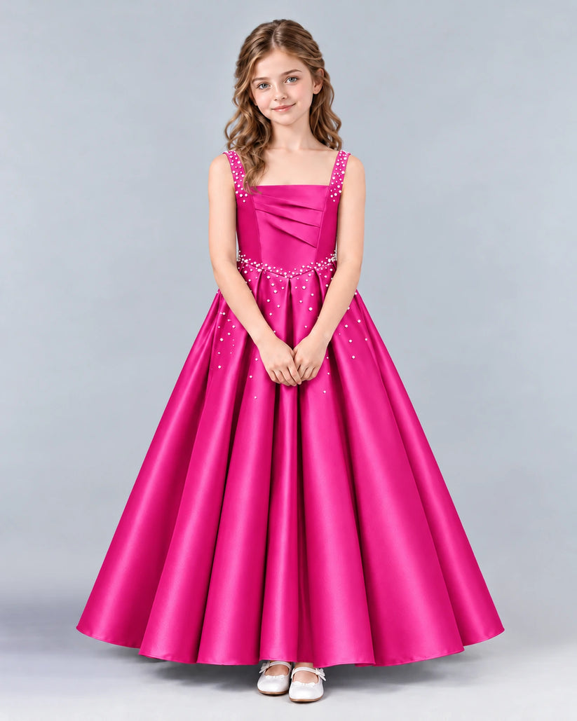 Hot Pink Ball Gown Girls Formal Dress Front