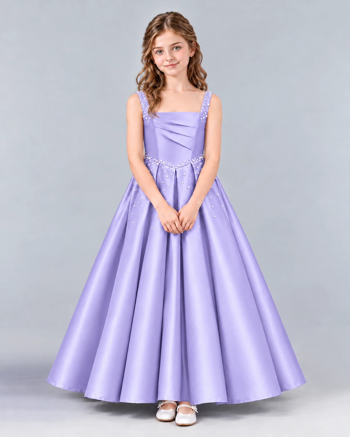 Lavender Ball Gown Girls Formal Dress Front
