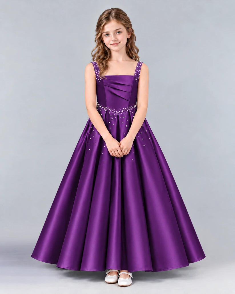Purple Ball Gown Girls Formal Dress Front