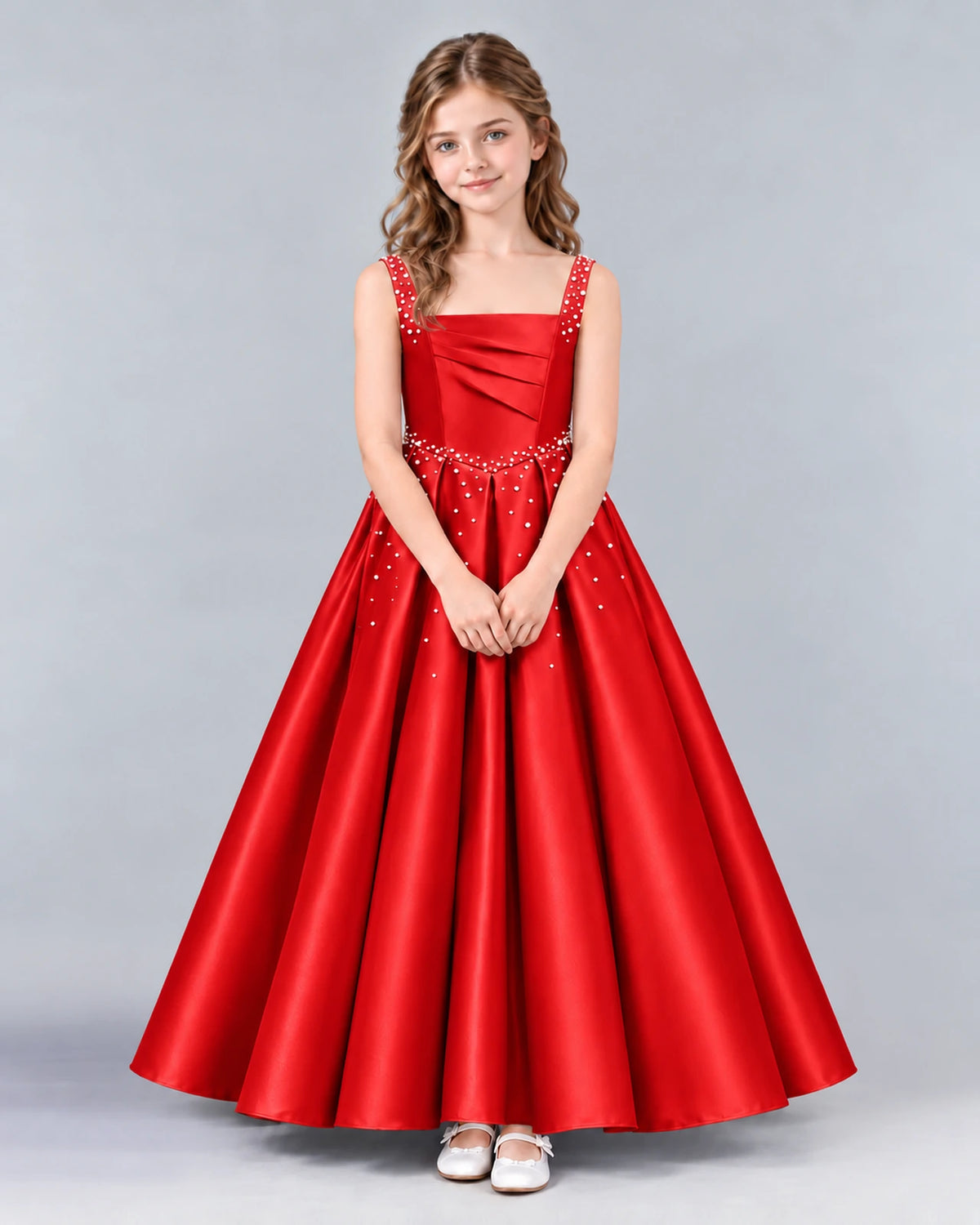Red Ball Gown Girls Formal Dress Front