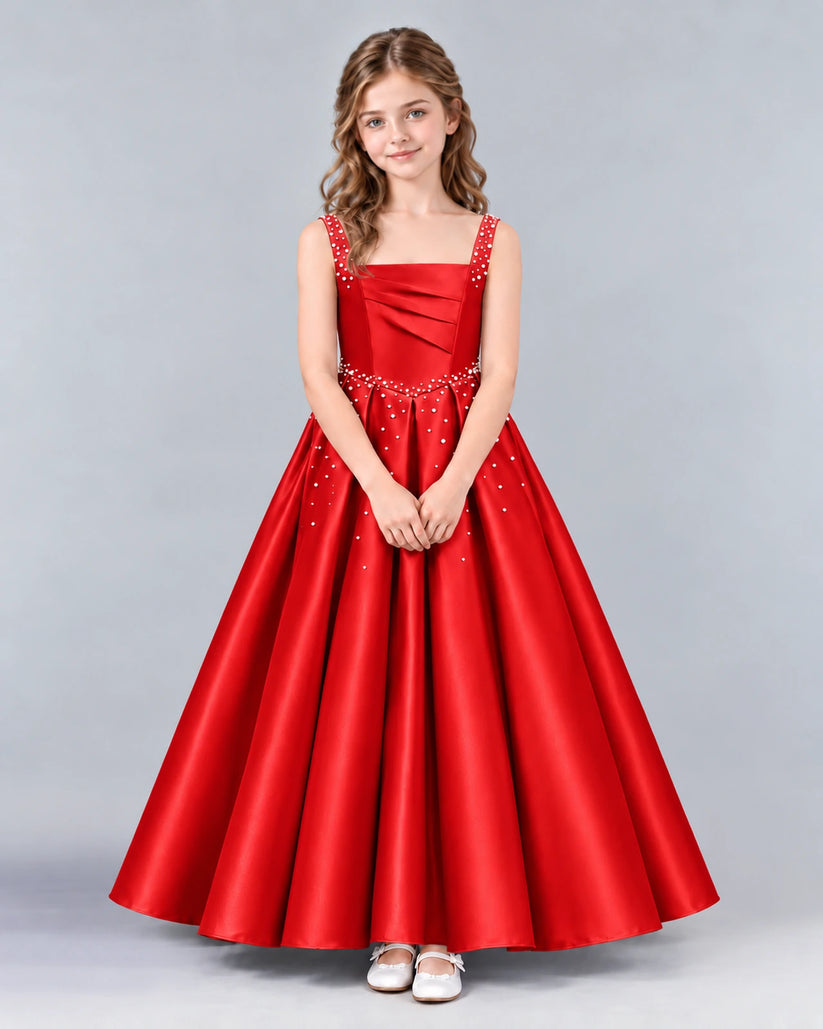 Red Ball Gown Girls Formal Dress Front