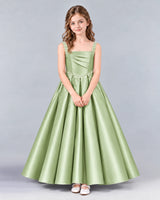 Sage Green Ball Gown Girls Formal Dress Front