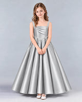 Silver Ball Gown Girls Formal Dress Front