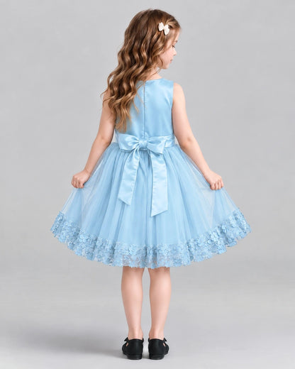 Baby Blue A-line Girls Formal Dresses Back
