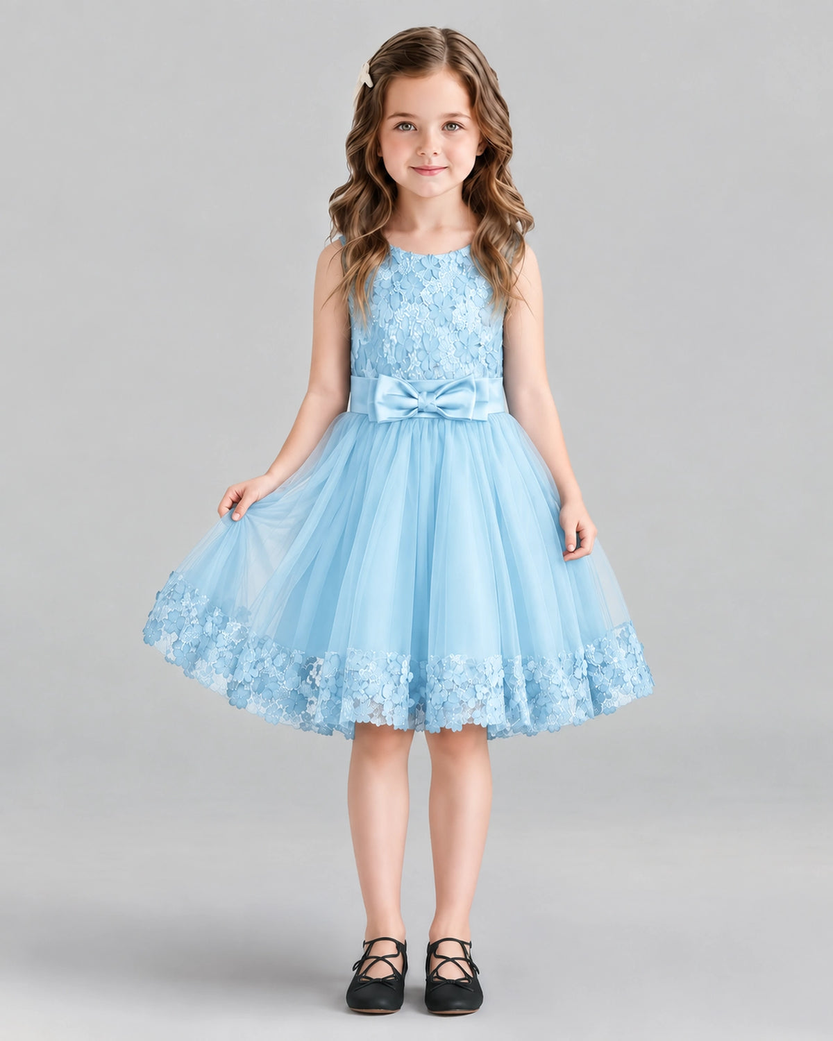 Baby Blue A-line Girls Formal Dresses Front