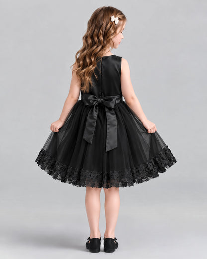 Black A-line Girls Formal Dresses Back