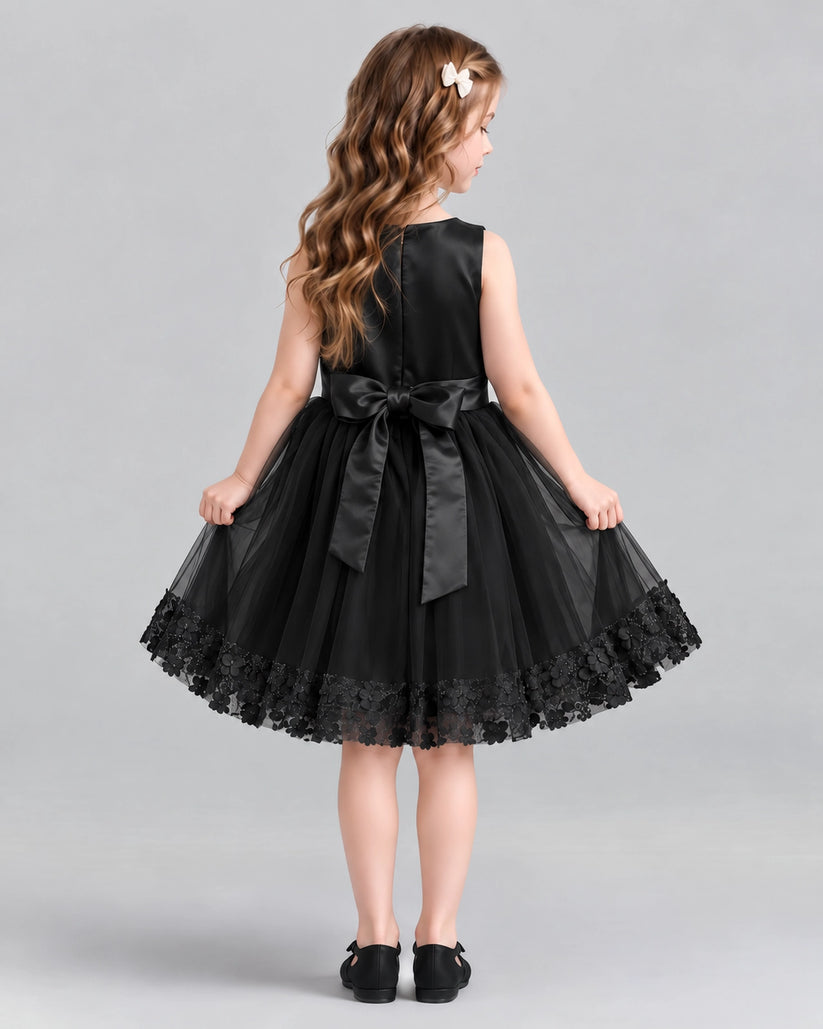 Black A-line Girls Formal Dresses Back