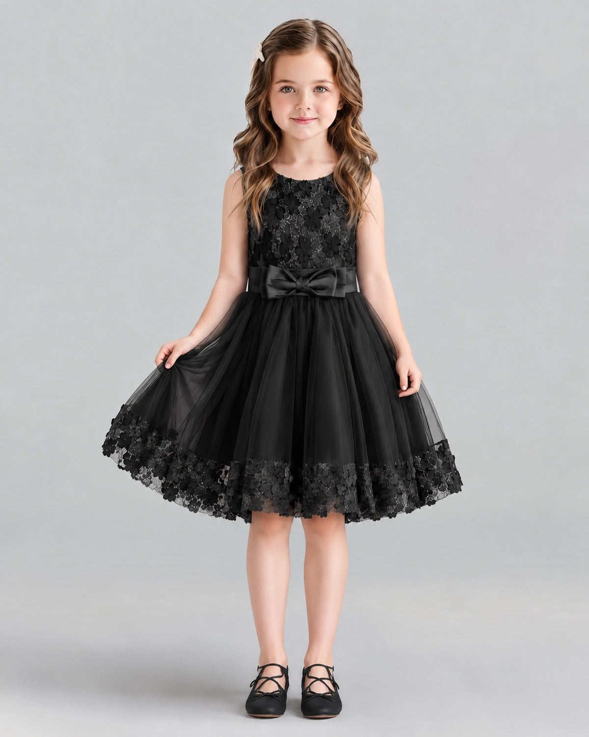 Black A-line Girls Formal Dresses Front