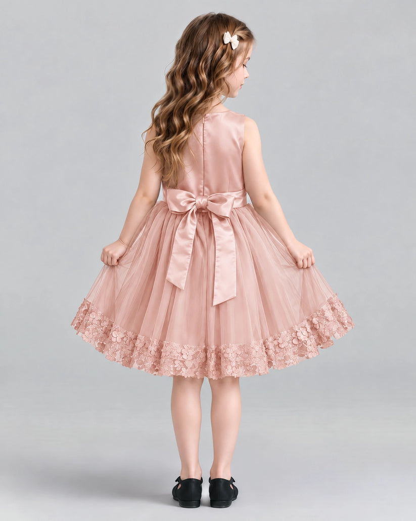 Blush Pink A-line Girls Formal Dresses Back