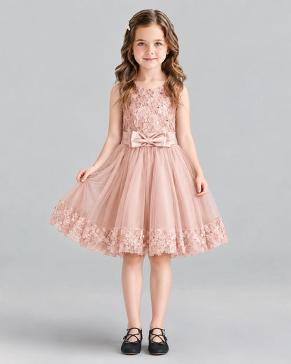 Blush Pink A-line Girls Formal Dresses Front