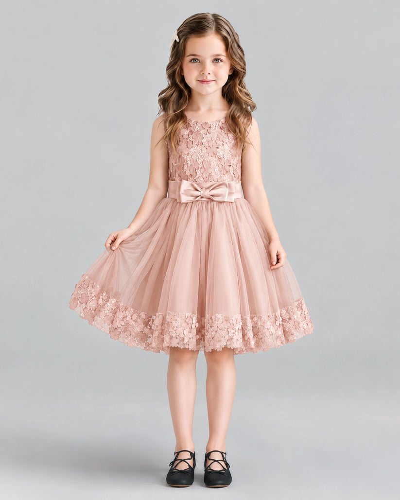 Blush Pink A-line Girls Formal Dresses Front