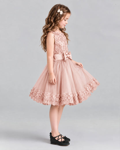 Blush Pink A-line Girls Formal Dresses Side