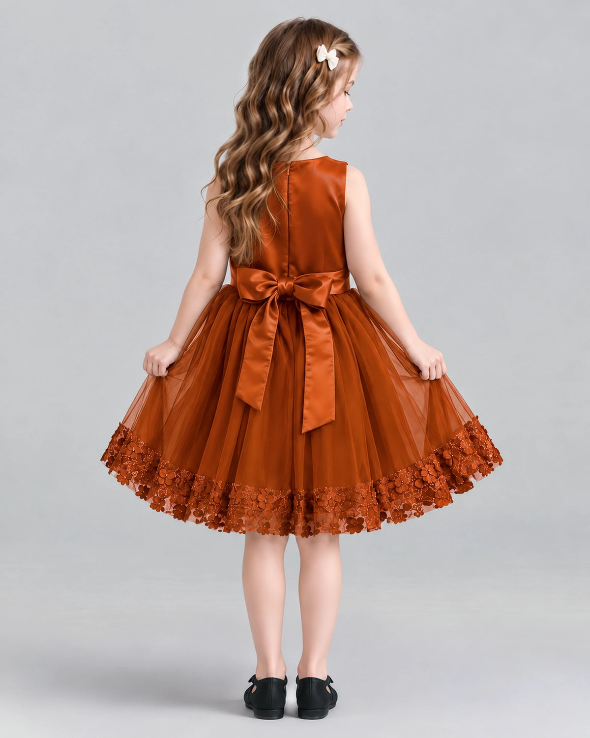 Burnt Orange A-line Girls Formal Dresses Back