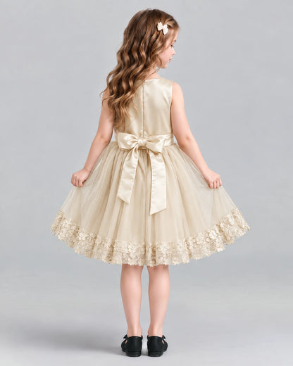 Champagne A-line Girls Formal Dresses Back