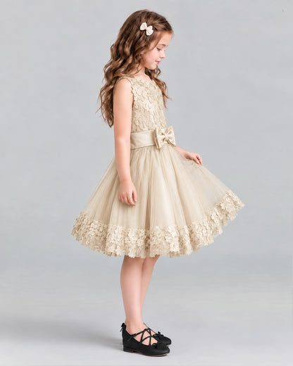 Champagne A-line Girls Formal Dresses Side