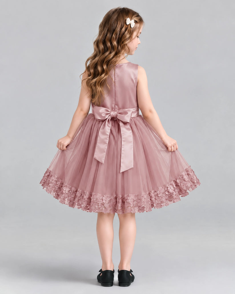 Blush Pink A-line Girls Formal Dresses Back