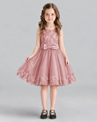 Blush Pink A-line Girls Formal Dresses Front