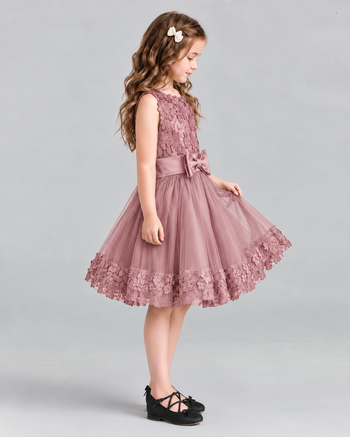 Blush Pink A-line Girls Formal Dresses Side