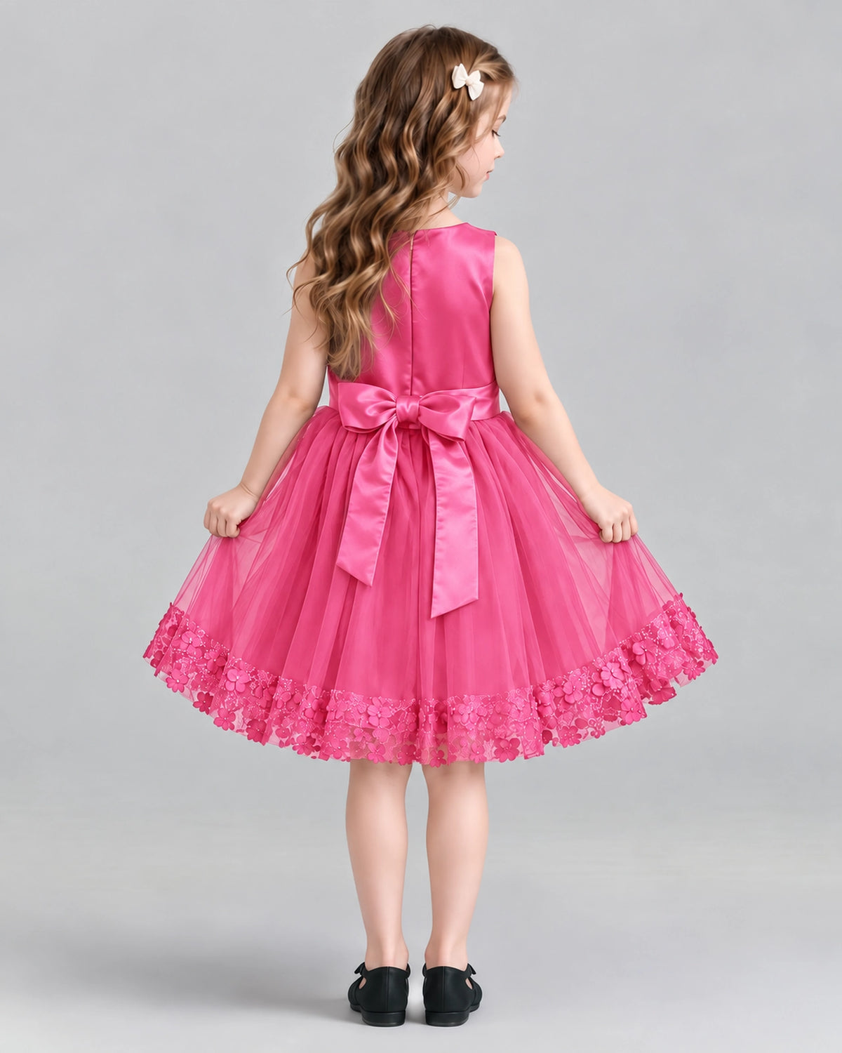 Hot Pink A-line Girls Formal Dresses Back
