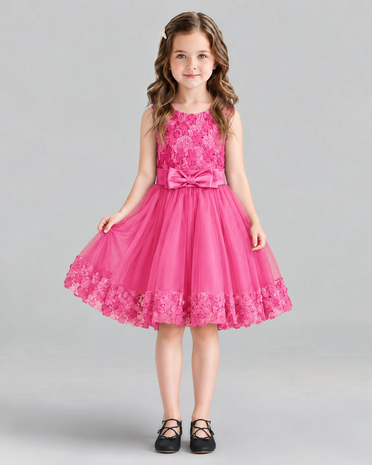Hot Pink A-line Girls Formal Dresses Front