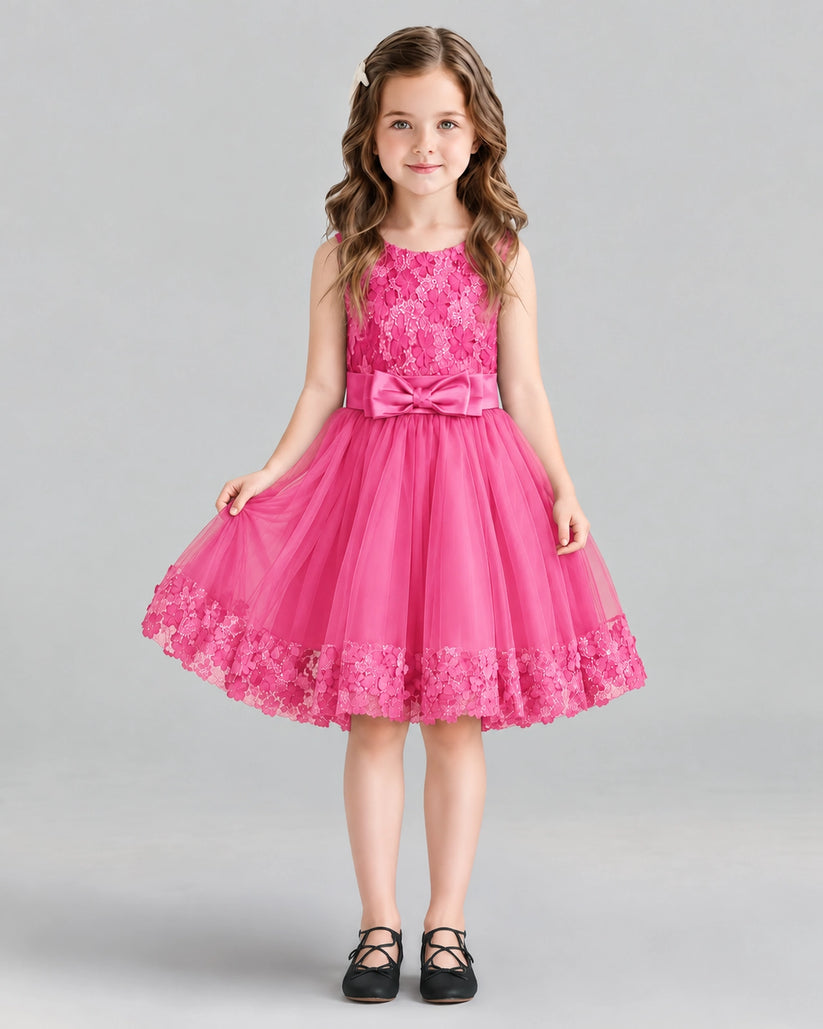 Hot Pink A-line Girls Formal Dresses Front