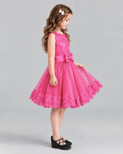 Hot Pink A-line Girls Formal Dresses Side