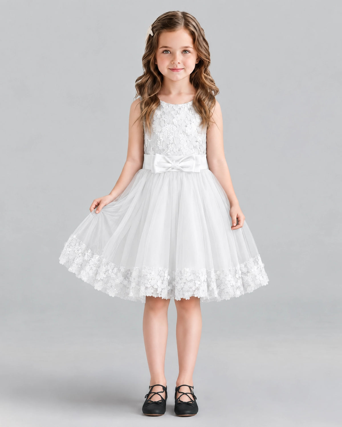 Ivory A-line Girls Formal Dresses Front