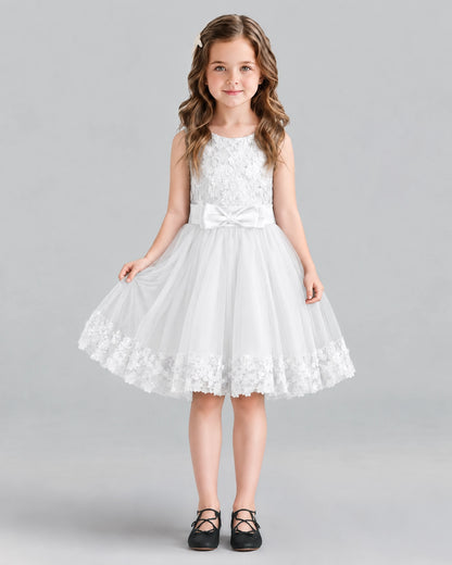 Ivory A-line Girls Formal Dresses Front