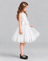 Ivory A-line Girls Formal Dresses Side