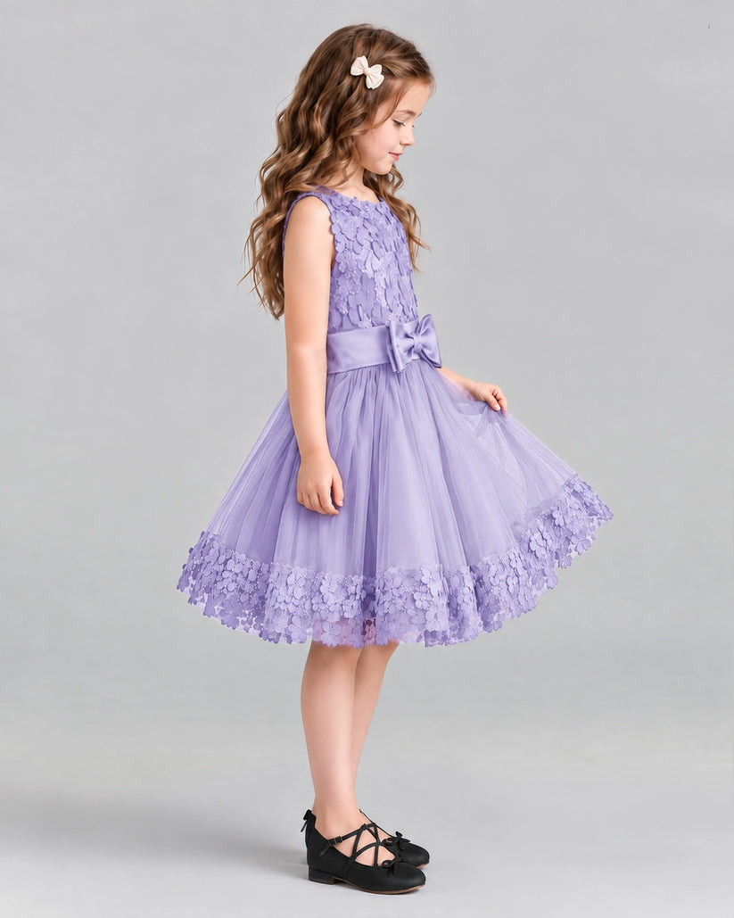 Lavender A-line Girls Formal Dresses Side