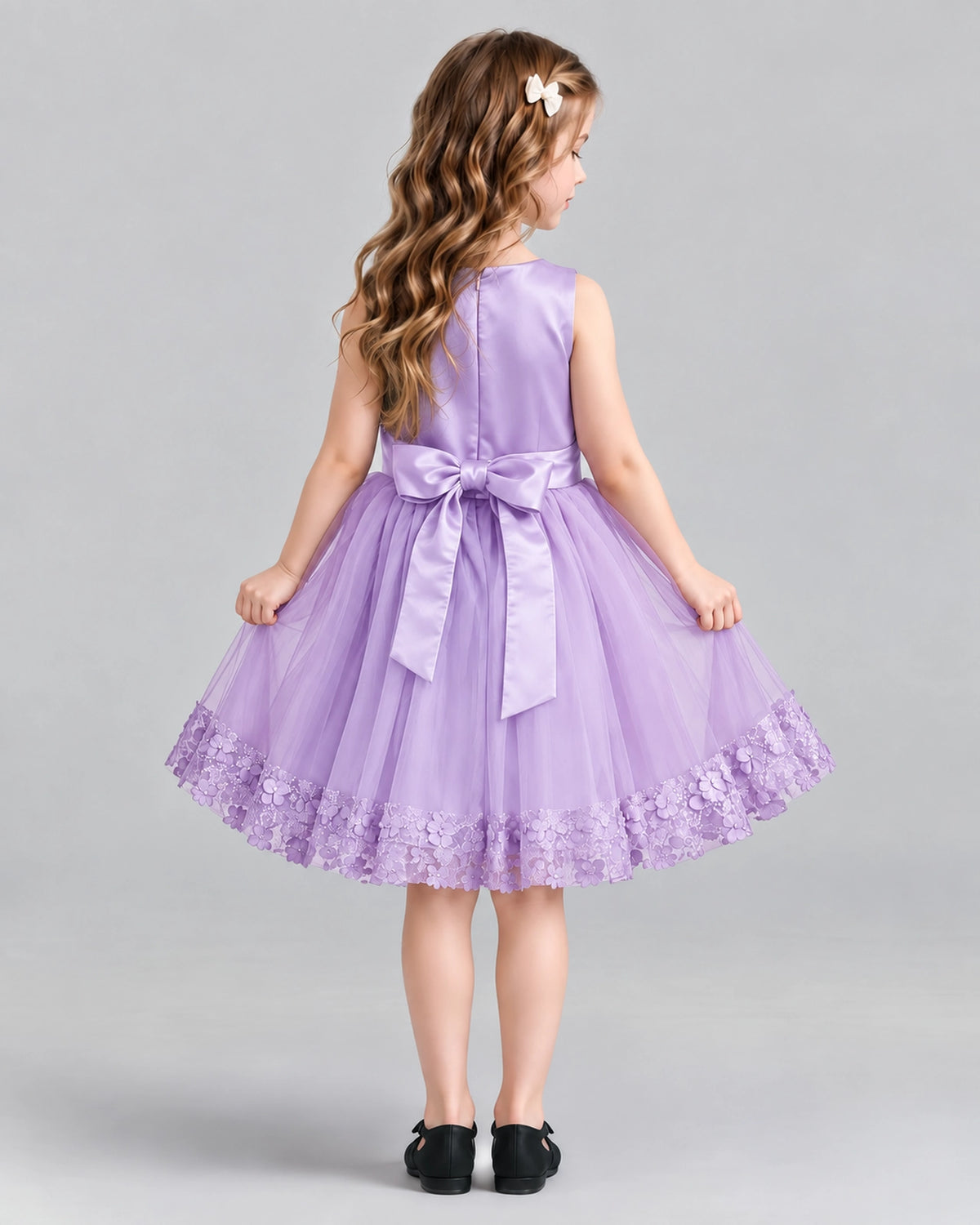 Lilac A-line Girls Formal Dresses Back
