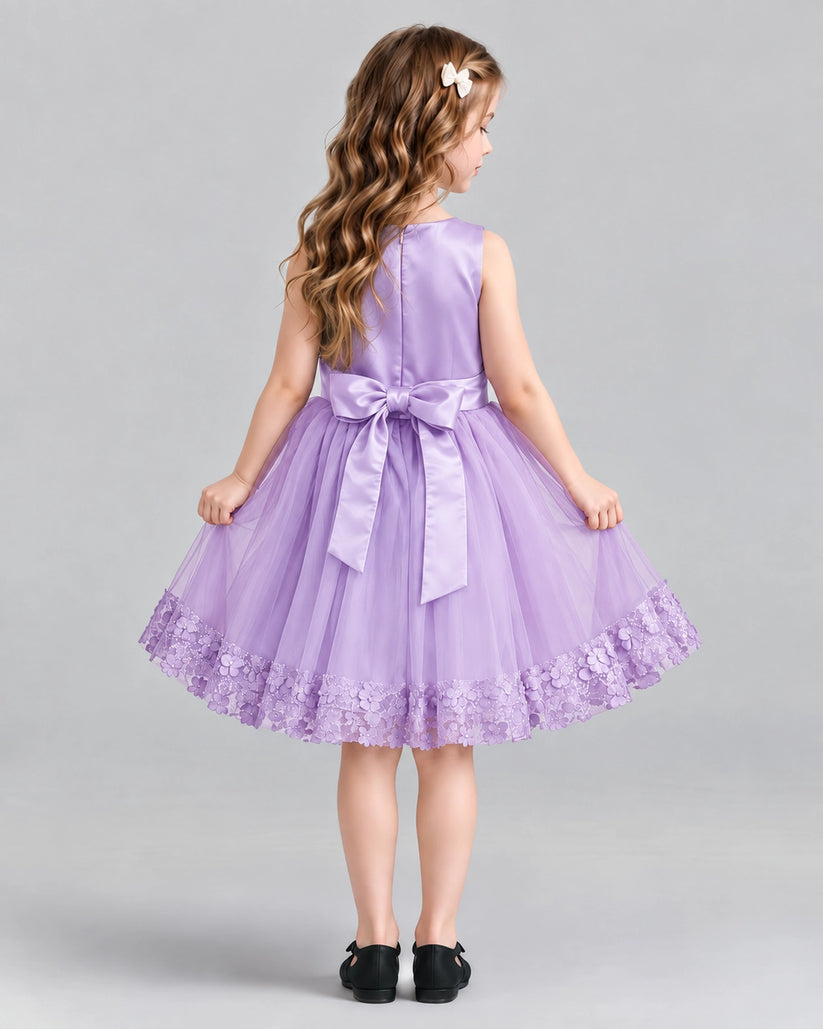 Lilac A-line Girls Formal Dresses Back