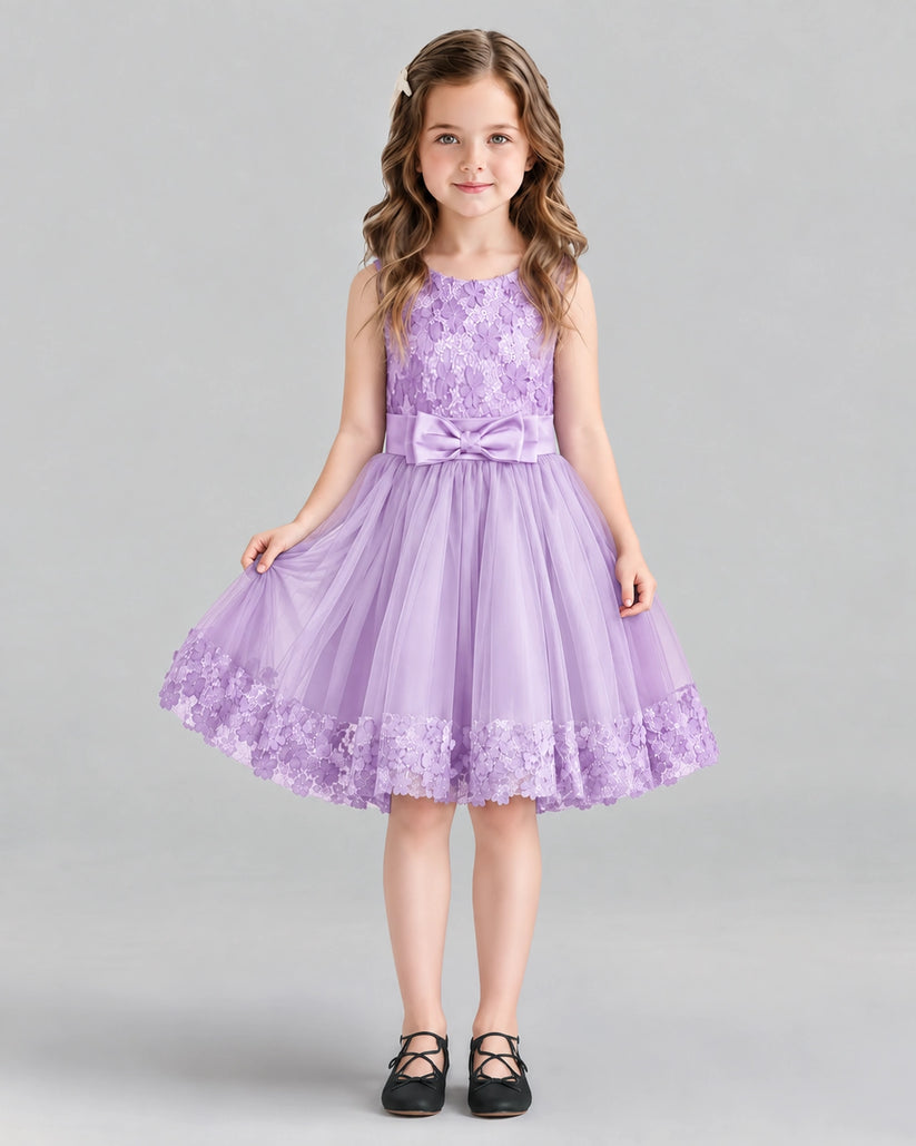 Lilac A-line Girls Formal Dresses Front