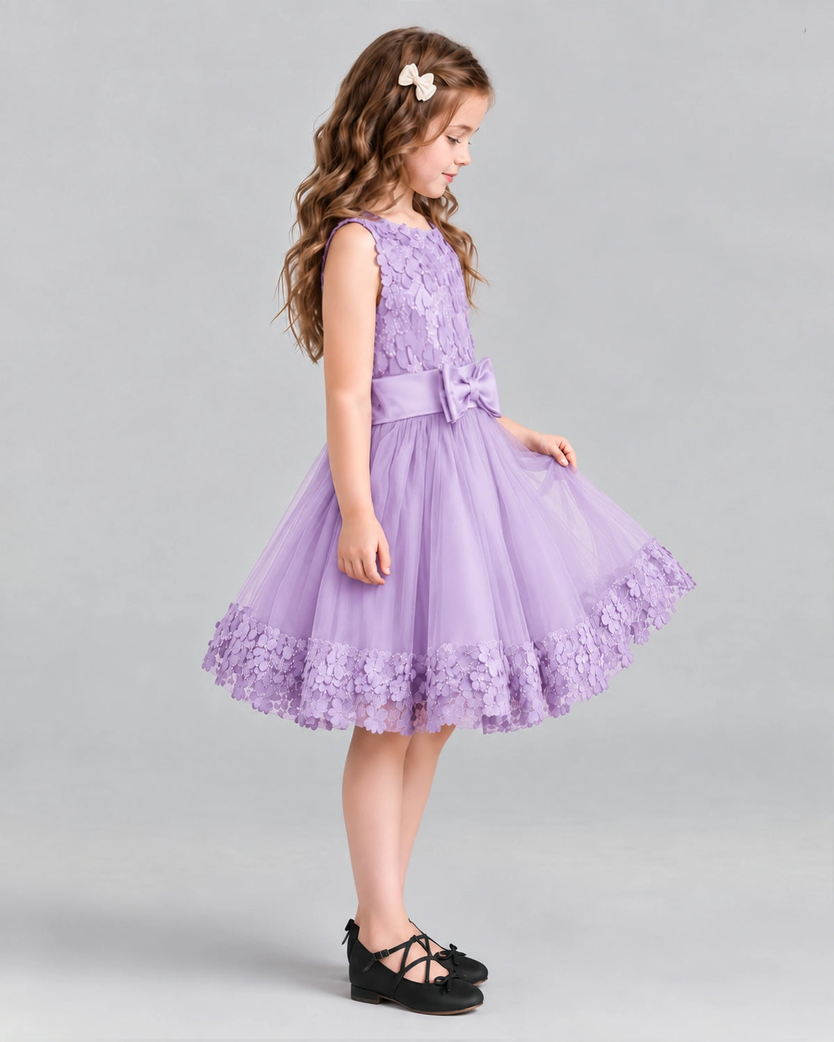 Lilac A-line Girls Formal Dresses Side